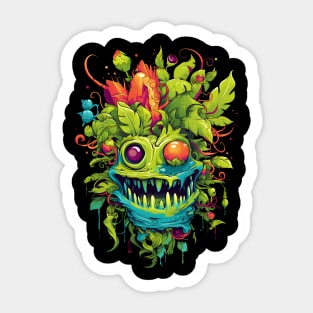 Colorful acid plant monster funny horror Sticker